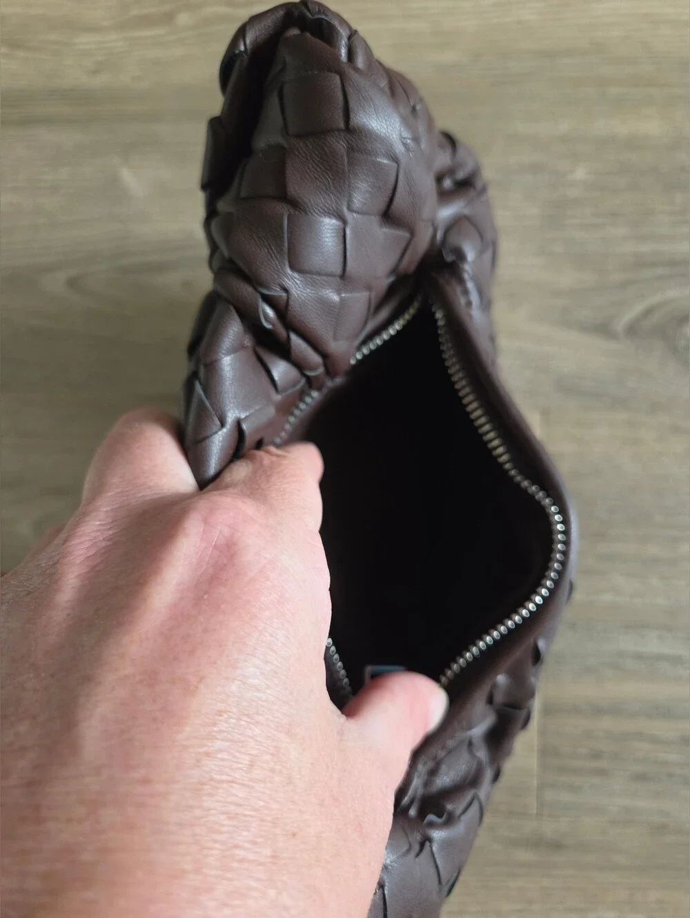 Brown Woven Leather Hobo Shoulder Bag - Picture 3 of 3